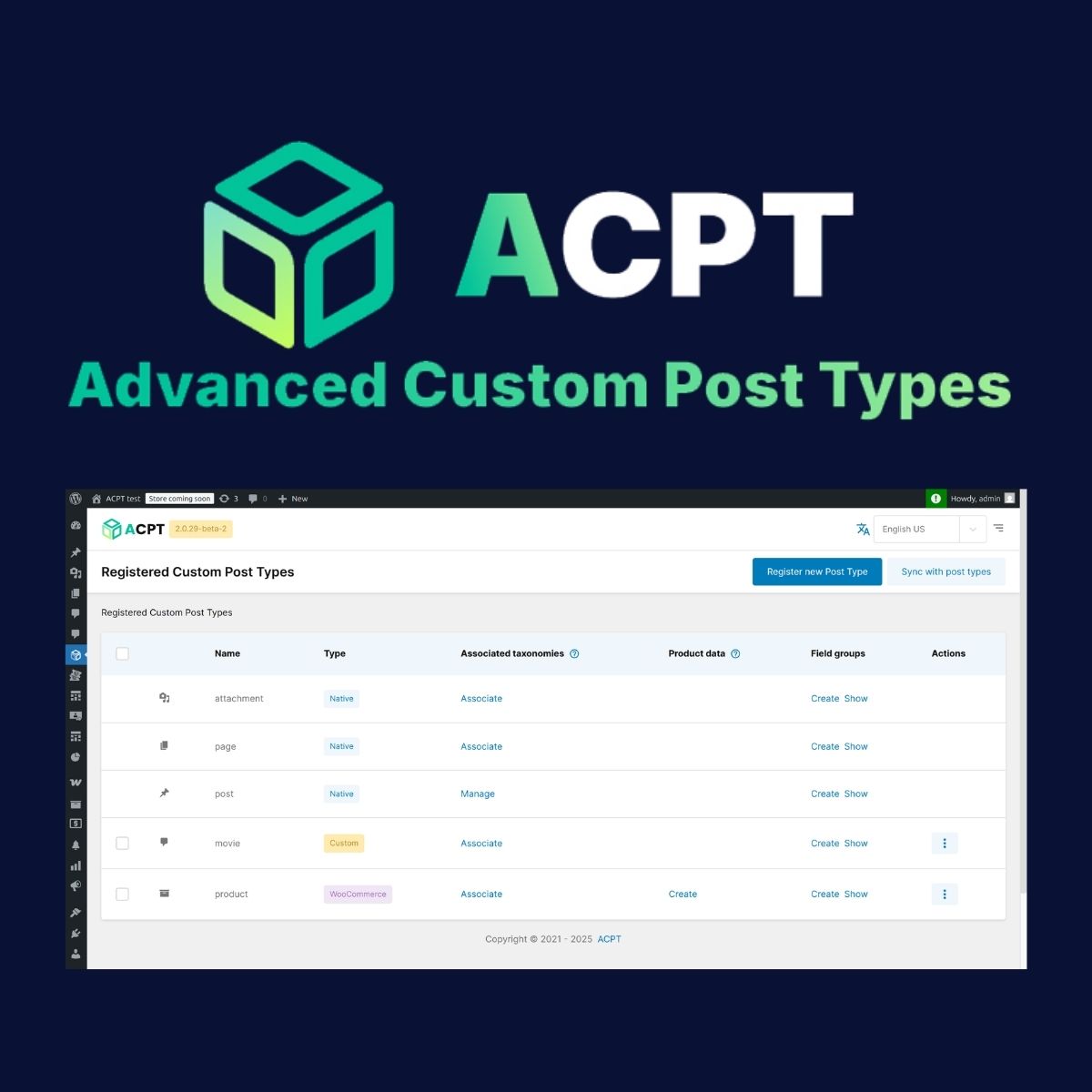 ACPT - Advanced Custom Post Types ACPT - Advanced Custom Post Types