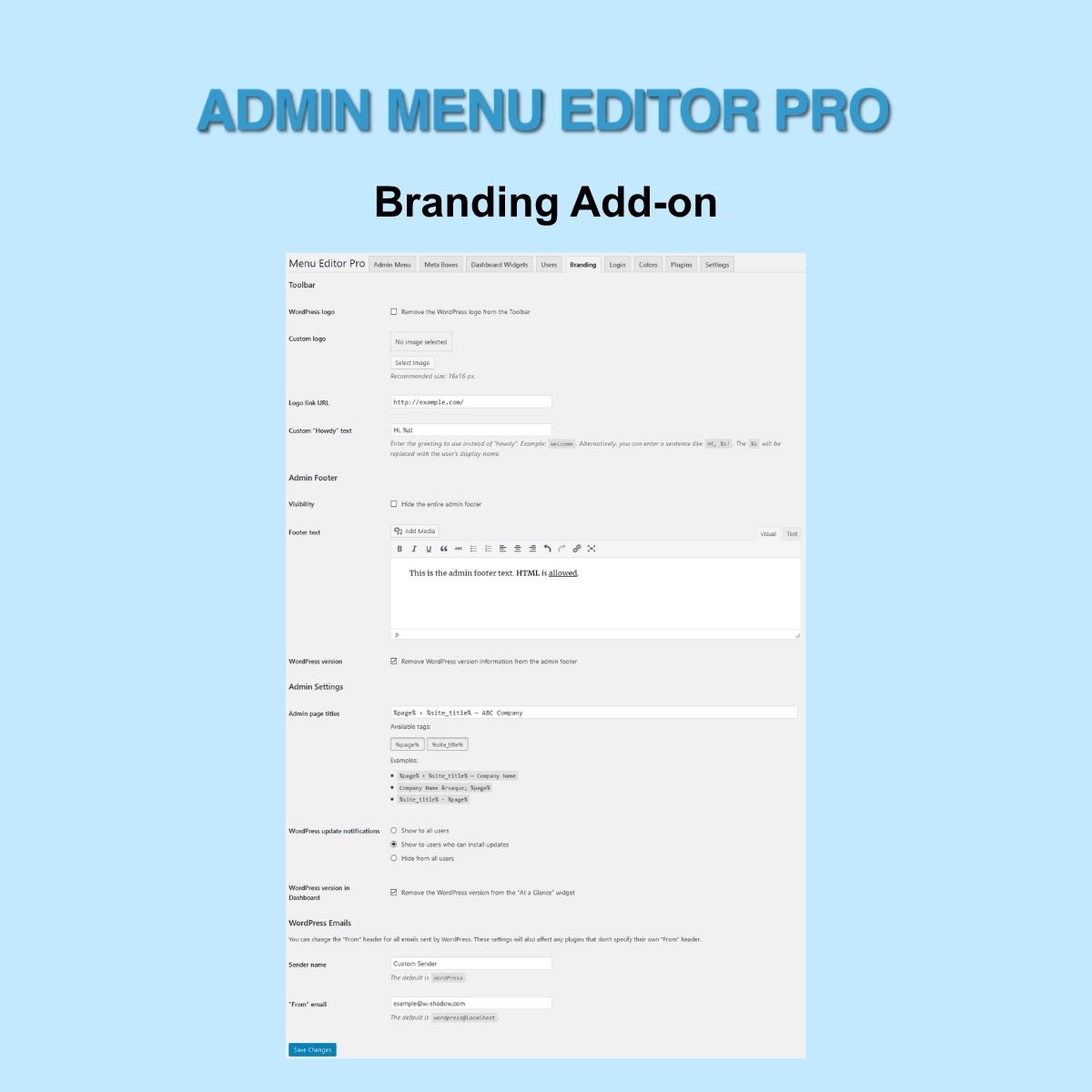 Admin Menu Editor Pro - Branding Add-on Admin Menu Editor Pro - Branding Add-on