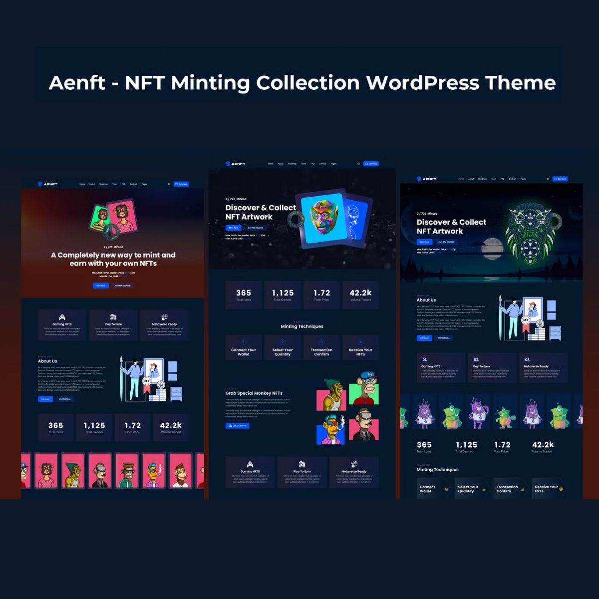 Aenft - NFT Minting Collection WordPress Theme Aenft - NFT Minting Collection WordPress Theme