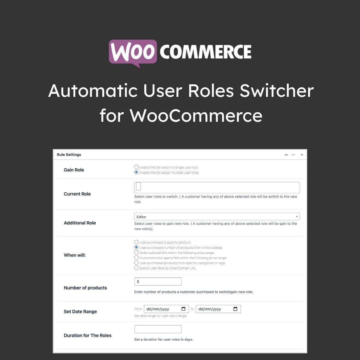 Automatic User Roles Switcher for WooCommerce Automatic User Roles Switcher for WooCommerce