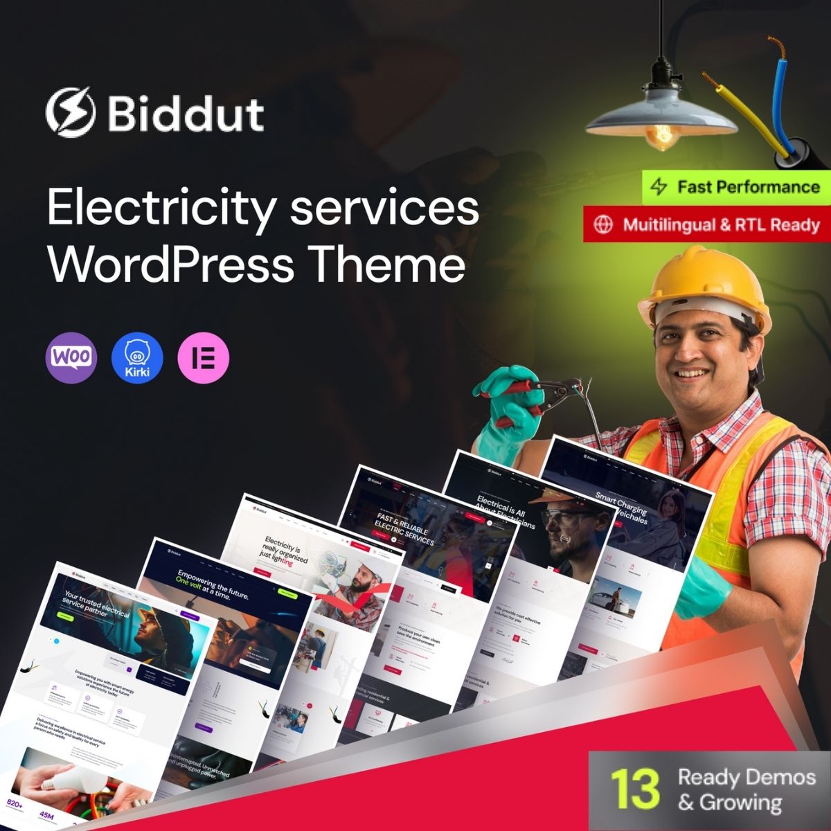 Biddut - Electricity Services WordPress Theme Biddut - Electricity Services WordPress Theme