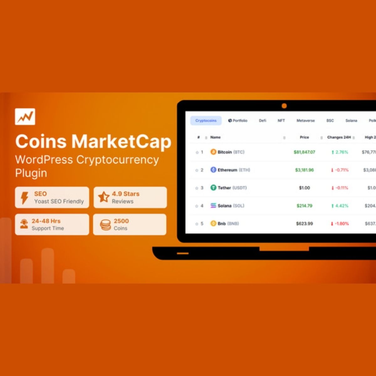 Coins MarketCap - WordPress Cryptocurrency Plugin Coins MarketCap - WordPress Cryptocurrency Plugin