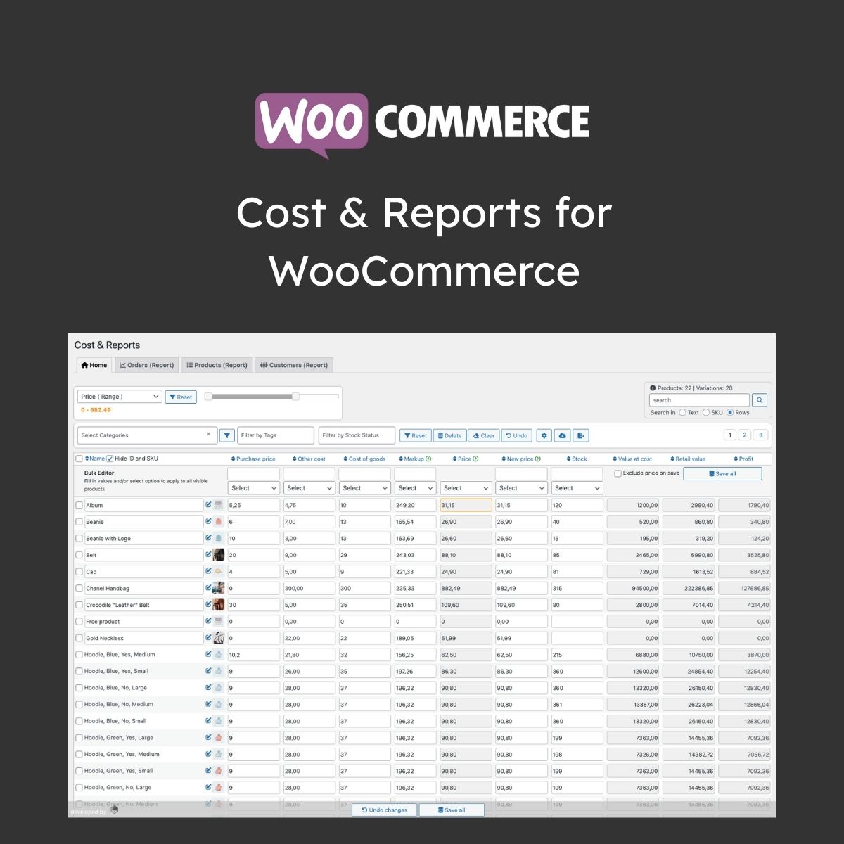 Cost & Reports for WooCommerce Cost & Reports for WooCommerce