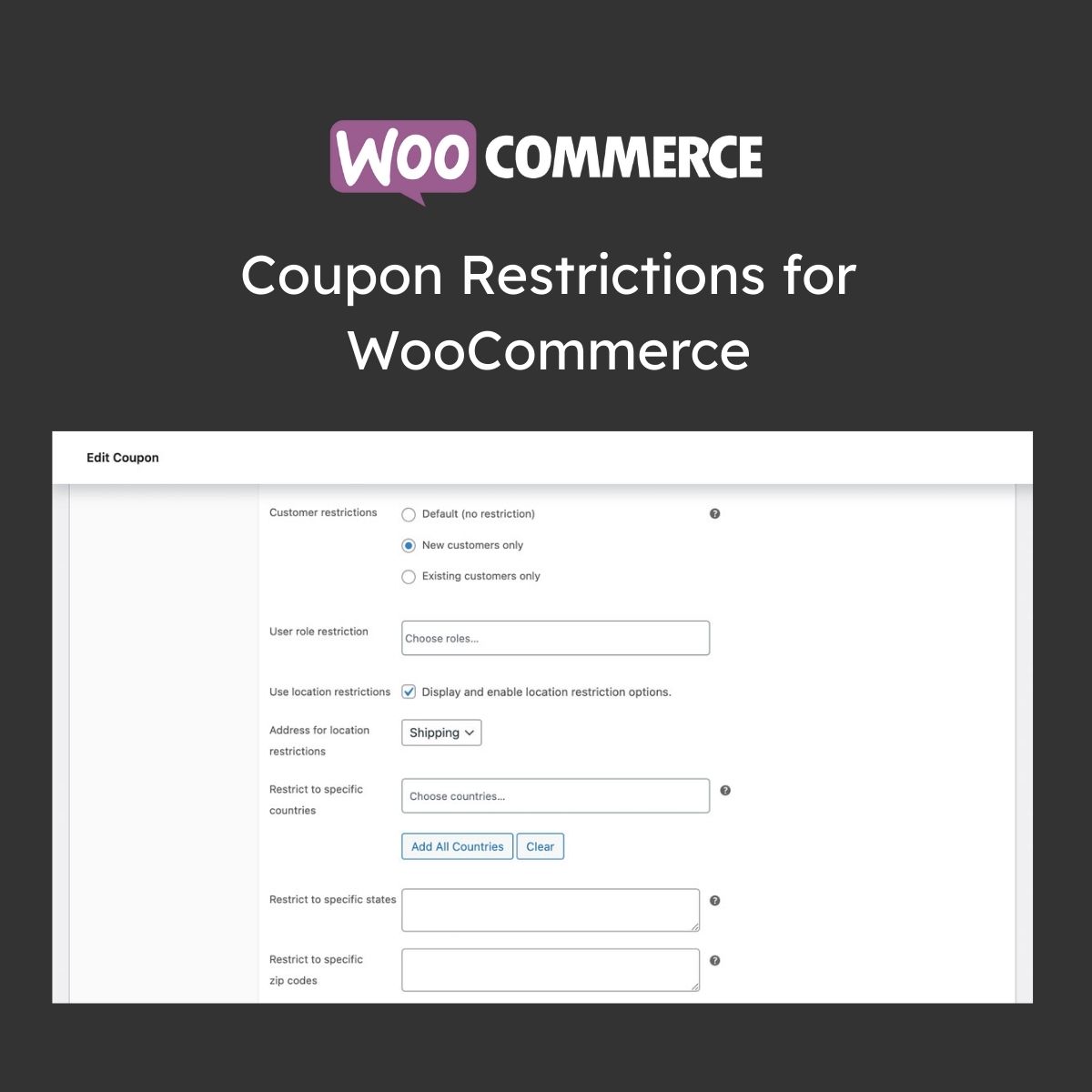 Coupon Restrictions for WooCommerce Coupon Restrictions for WooCommerce