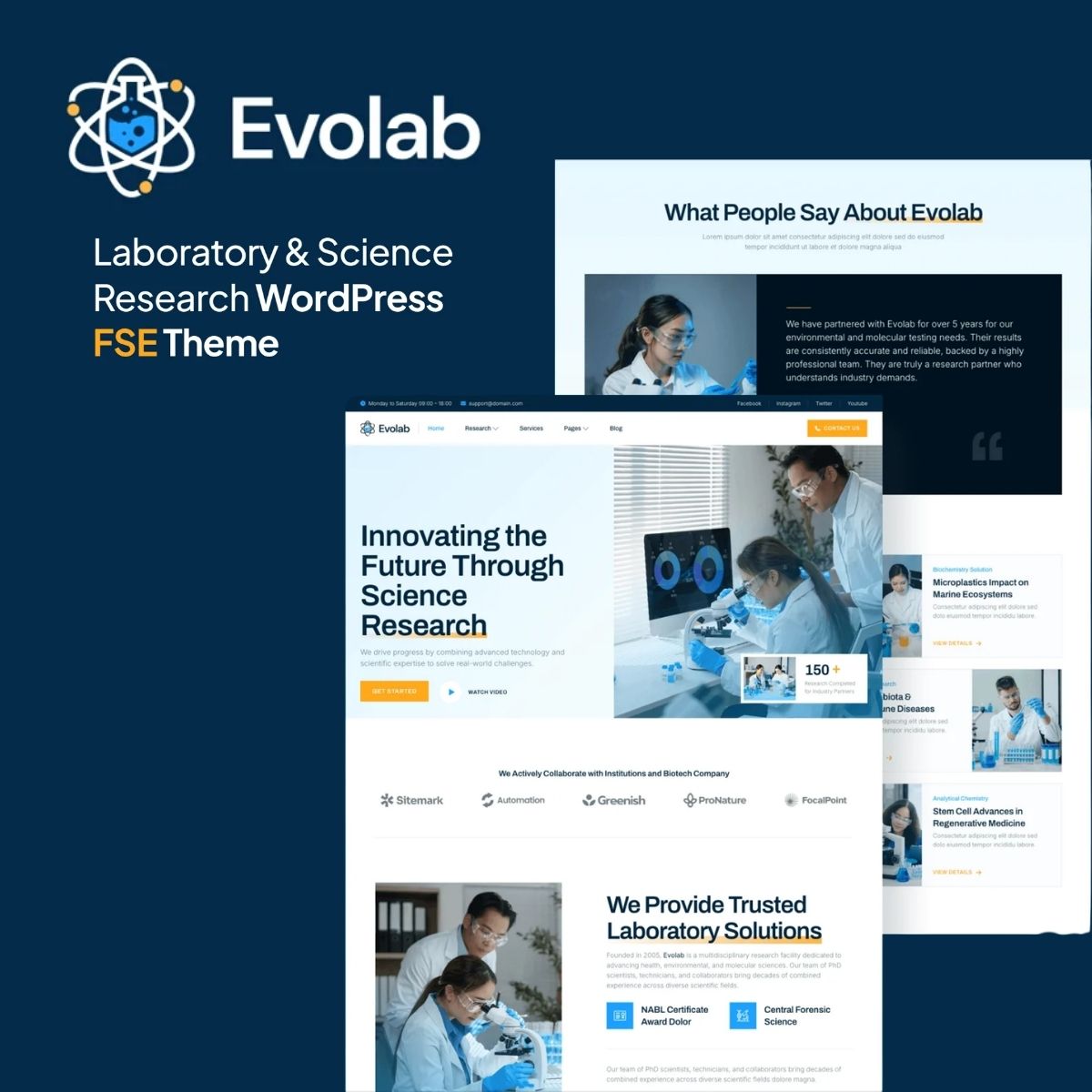 Evolab - Laboratory & Science Research Gutenverse FSE WordPress Block Theme Evolab - Laboratory & Science Research Gutenverse FSE WordPress Block Theme