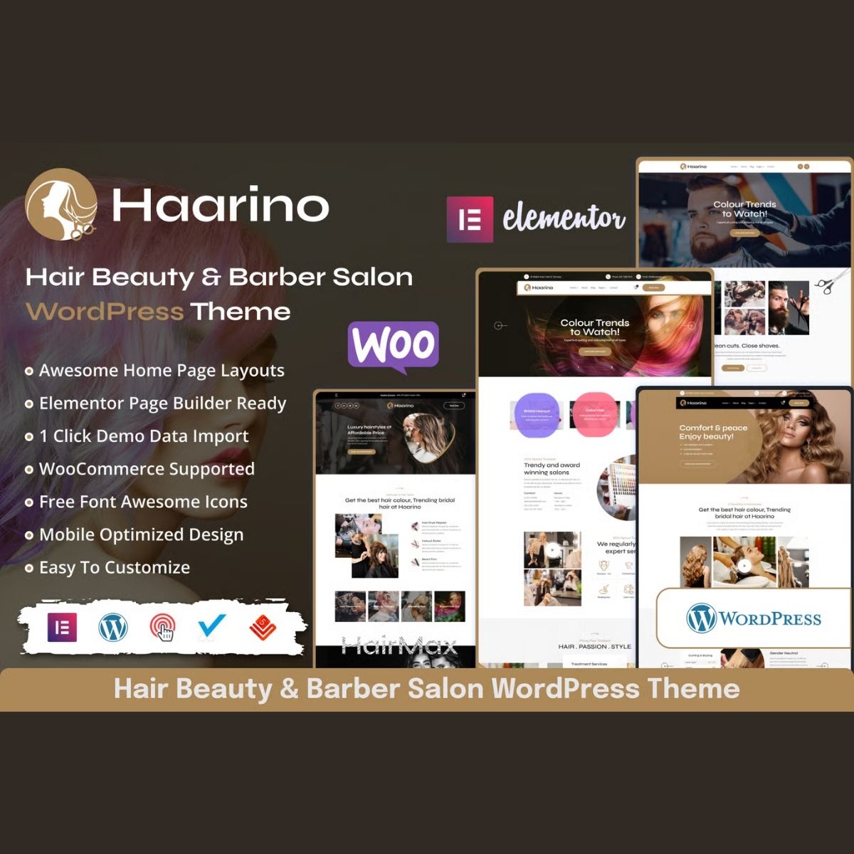 Haarino - Hair Beauty & Makeup Salon WordPress Theme Haarino - Hair Beauty & Makeup Salon WordPress Theme