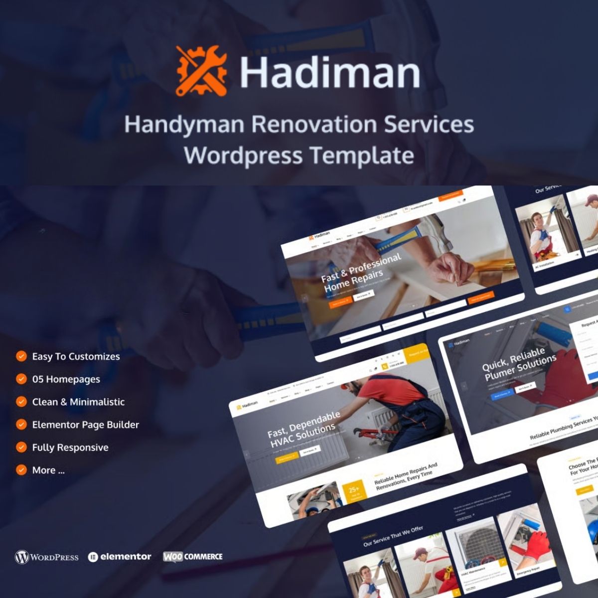 Hadiman - Handyman Renovation Services WordPress Theme Hadiman - Handyman Renovation Services WordPress Theme