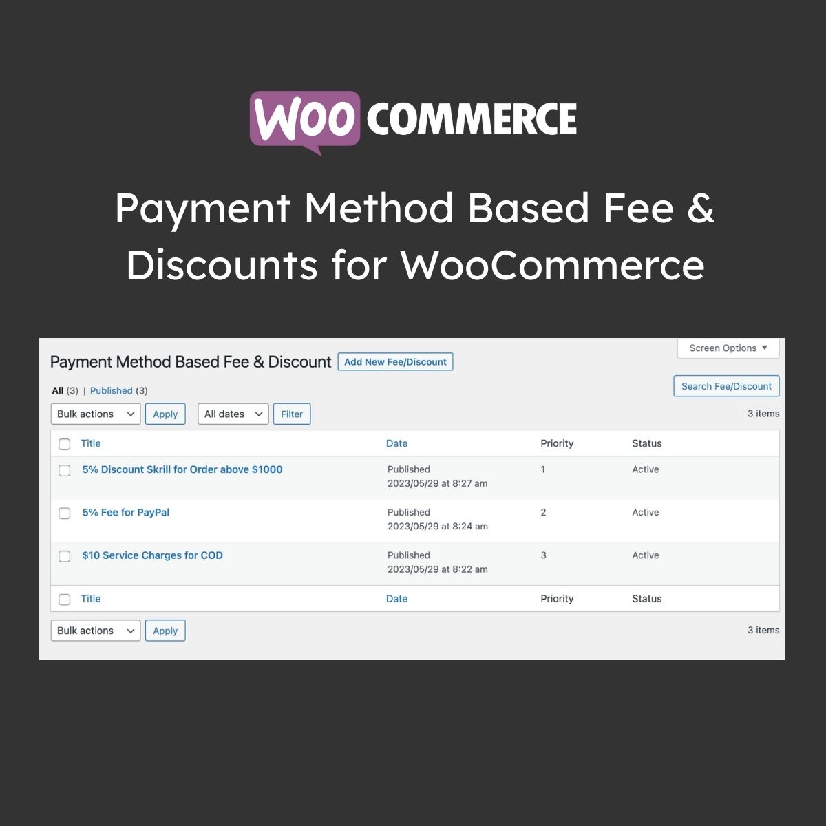 Payment Method Based Fee & Discounts for WooCommerce Payment Method Based Fee & Discounts for WooCommerce
