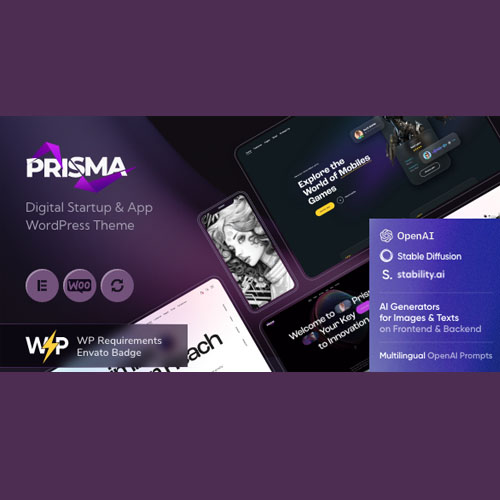 Prisma - Digital Startup & App WordPress Theme + AI Prisma - Digital Startup & App WordPress Theme + AI