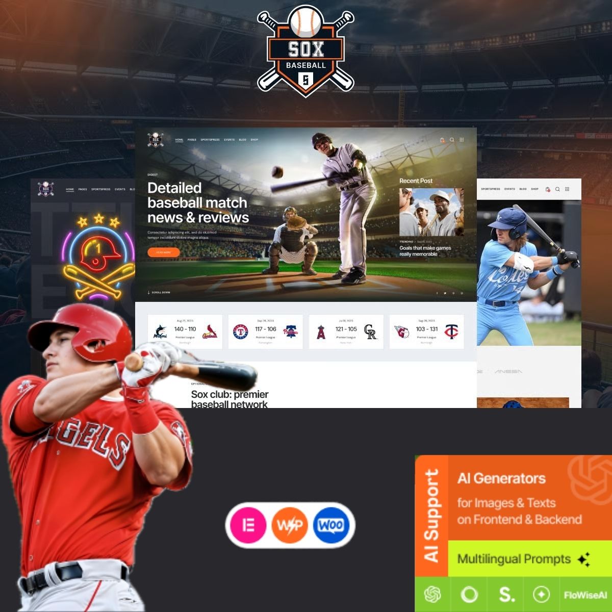 Sox - Baseball Team Sports WordPress Theme Sox - Baseball Team Sports WordPress Theme
