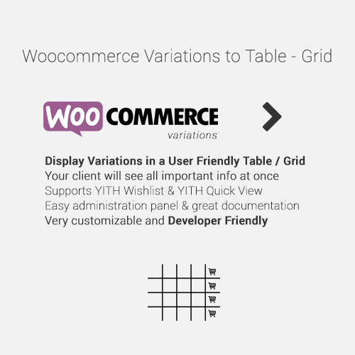 WooCommerce Variations to Table - Grid WooCommerce Variations to Table - Grid